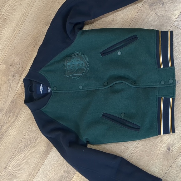 Superdry Upstate Bomber Jacket Dark Pine Green / Navy Wool Blend size M - Picture 2 of 11